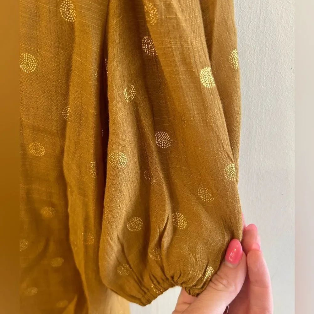 Harve Bernard Mustard Gold Dots Blouse - Picture 4 of 6
